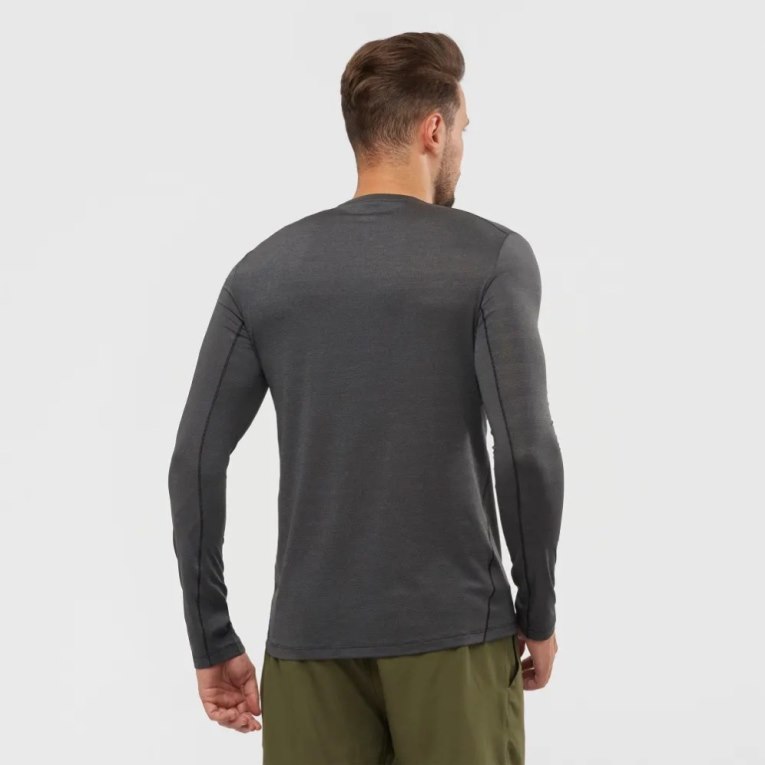 Camiseta Salomon Outline Long Sleeve Masculino Pretas | PT M17805